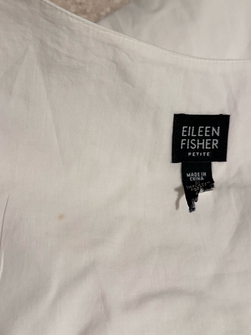 Eileen Fisher White Cotton Lined Midi Shift Dress Front Pockets Petite Large PL - Picture 13 of 15